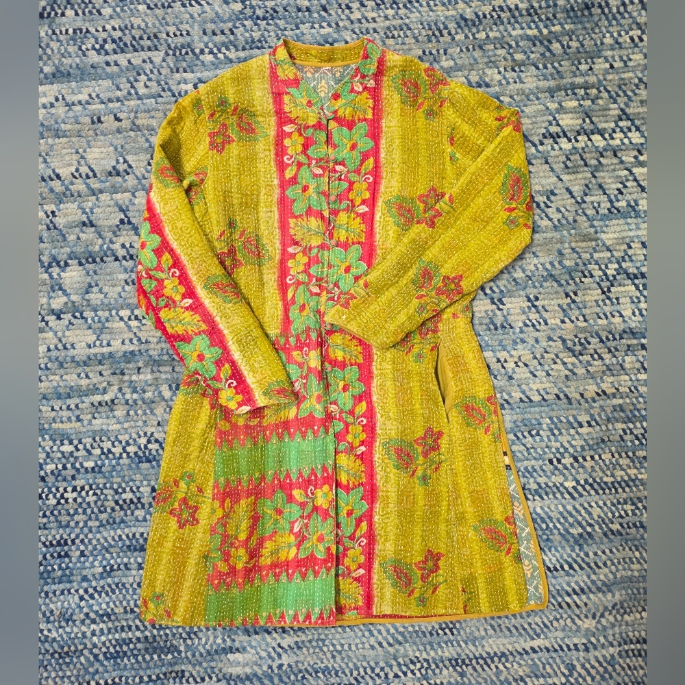 Floral Embroidered Long Coat